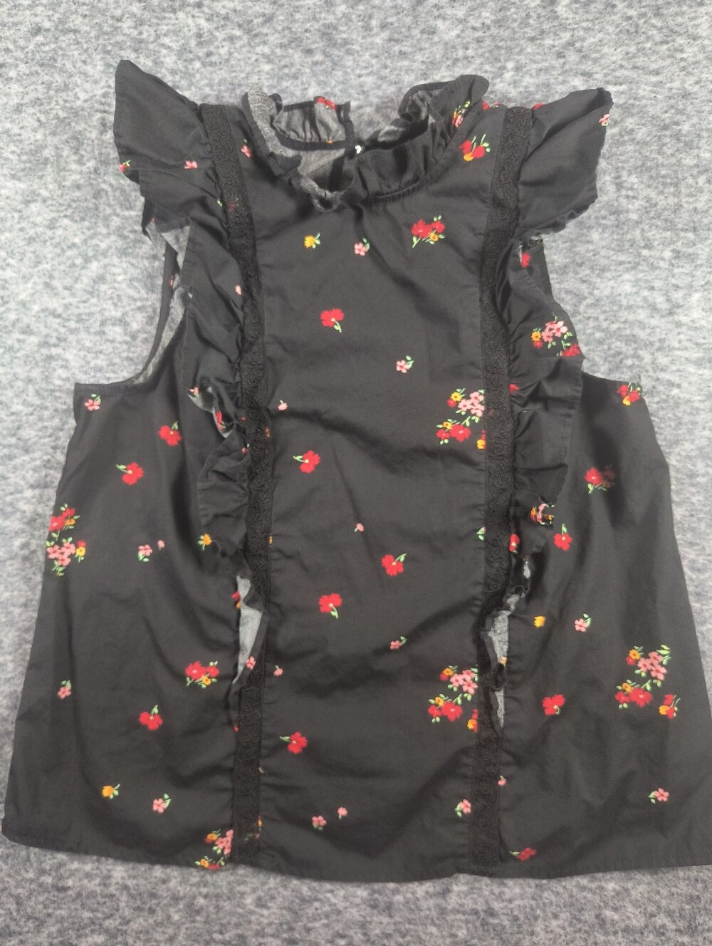 🔥Bundle 2 For $7🔥Who What Wear black floral ruffle tank top blouse, women's xs